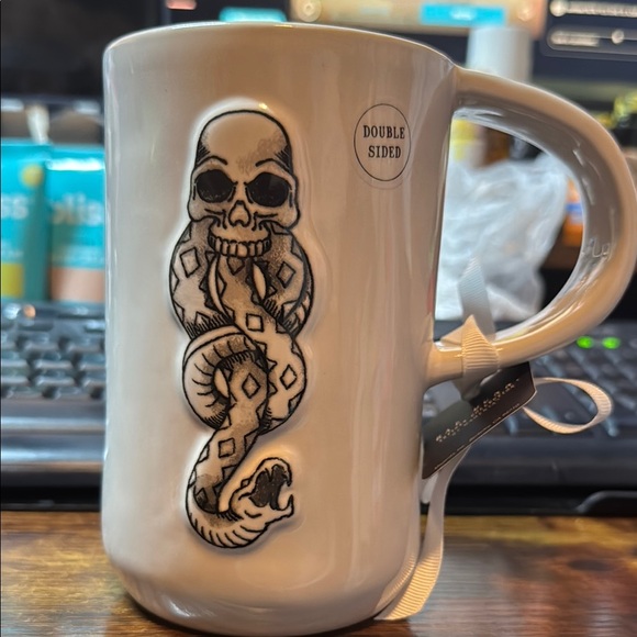 Rae Dunn/Harry Potter NWT White Skull and Snake Mug - Picture 2 of 3